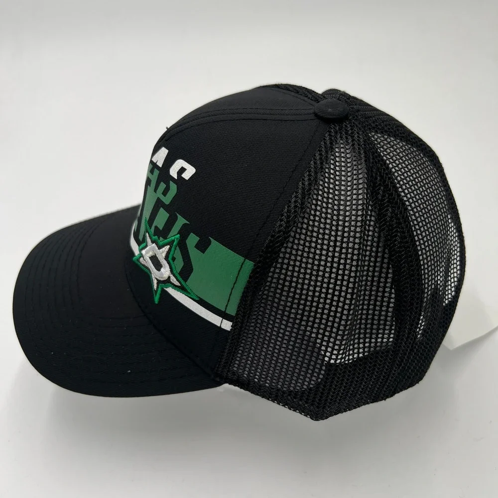 Adidas Dallas Stars Trucker Hat Black Green White Mesh Snapback‎ One Size